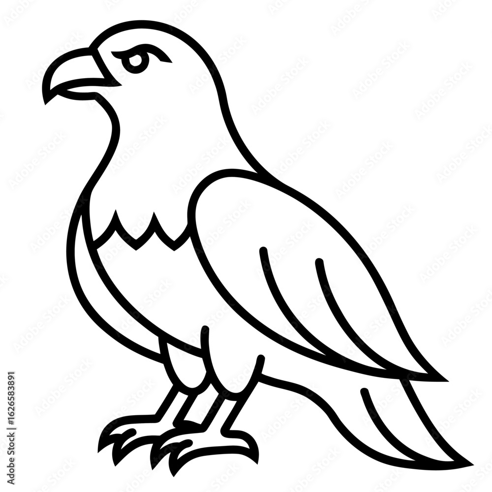 Fototapeta premium american bald standing eagle tattoo dove with feather design icon line airt vactor outline Illustrations on white backgrod