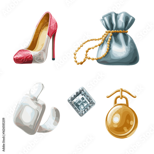 An elegant set of fashion items in a luxury style.