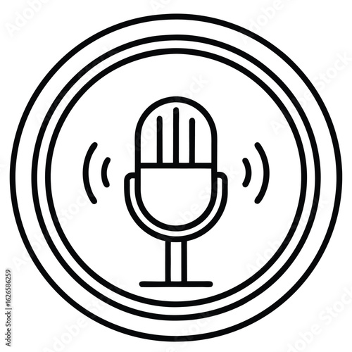 Microphone sound waves circular icon audio broadcast