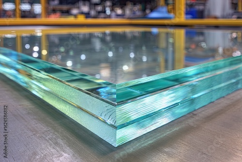 Close-up of laminated safety glass corner