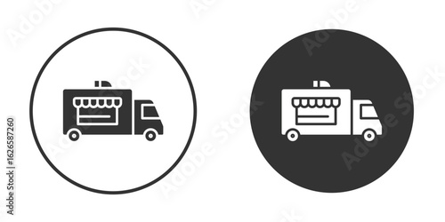 Food truck icon logo design illustration template. Solid Style