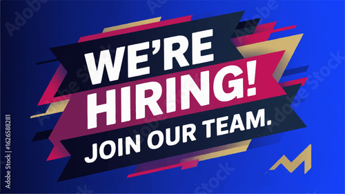 Vector art of we are hiring join our team text with abstract shapes