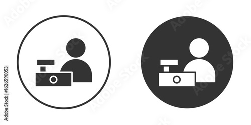 Cashier icon logo design illustration template. Solid Style