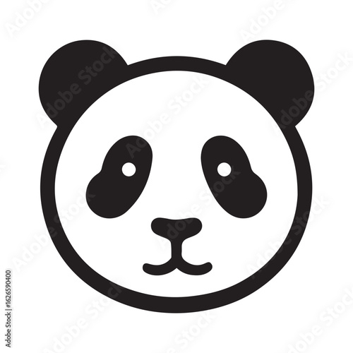 minimal panda vecto  silhouette r,  white background