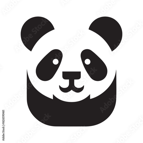 minimal panda vecto  silhouette r,  white background