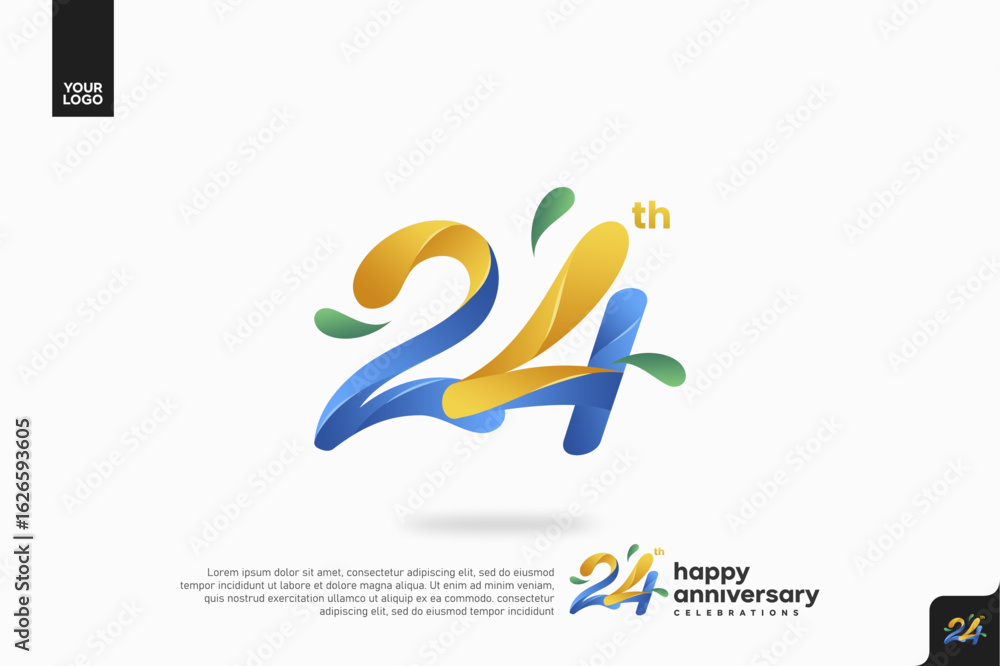 Obraz premium Number 24 logo icon design, 24th birthday logo number, anniversary 24