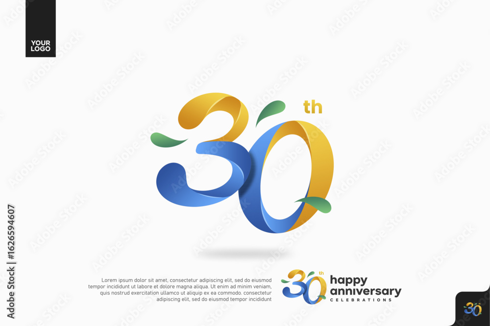 Naklejka premium Number 30 logo icon design, 30th birthday logo number, anniversary 30