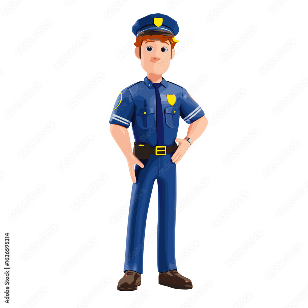 A figurine of a friendly and approachable police officer. A figurine of a friendly and approachable police officer.