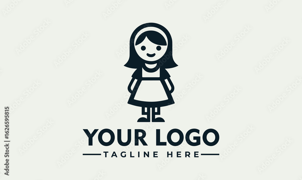 Simple logo design featuring a stylized girl in a dress, ready for customization. Simple logo design featuring a stylized girl in a dress, ready for customization.