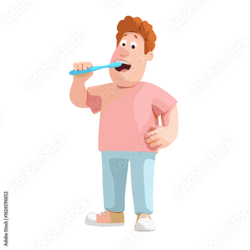 Man brushing his teeth, promoting oral hygiene.