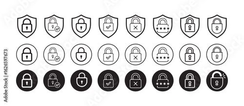 Lock icon collection, locked and unlocked  symbol sign , security icon, vector illustration eps 10.