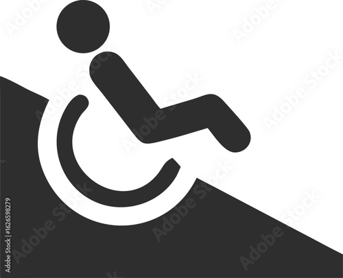 Person in wheelchair on a ramp icon accessibility disabled