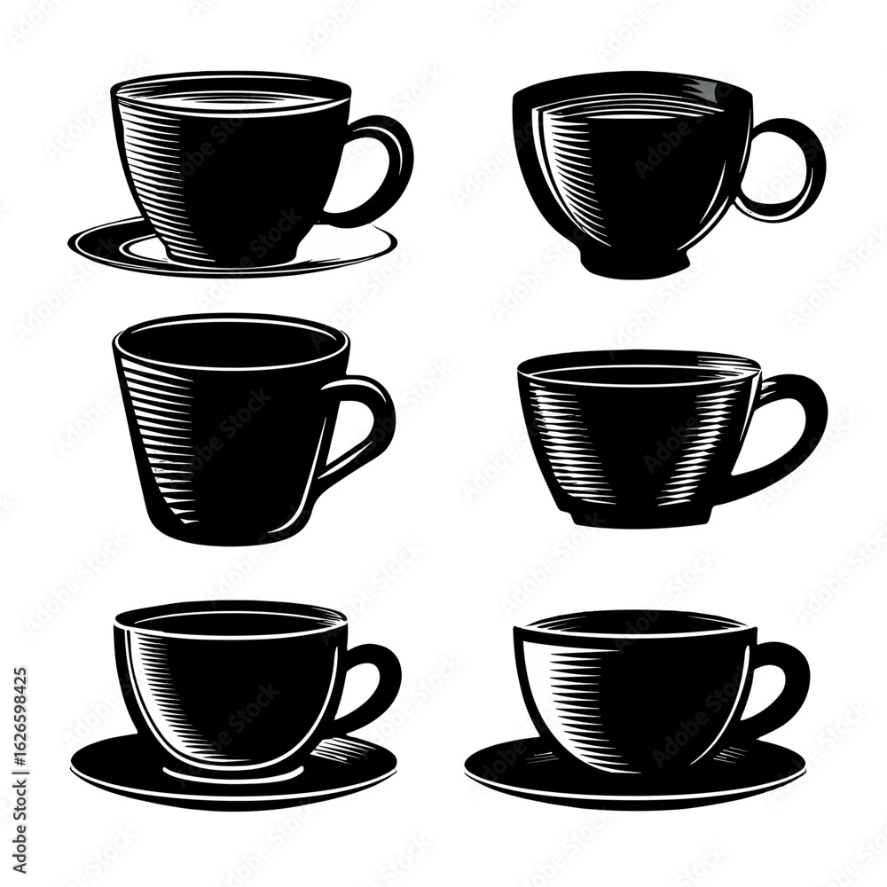 Obraz premium Black coffee cups set.