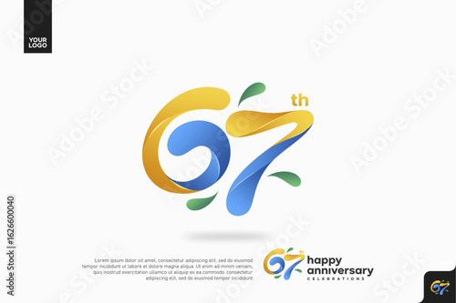 Number 67 logo icon design, 67th birthday logo number, anniversary 67