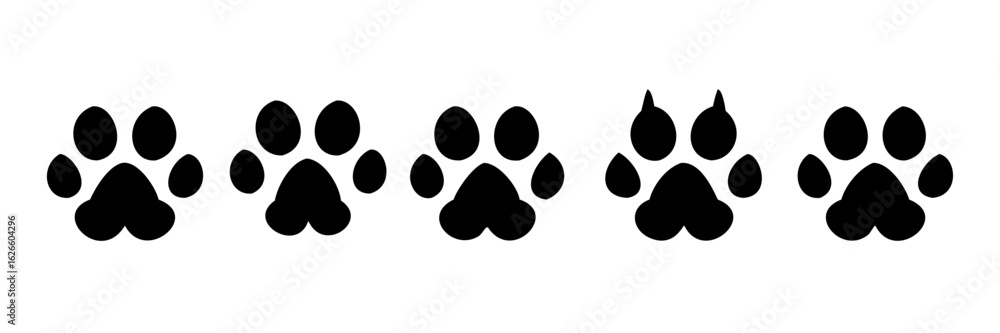 Fototapeta premium Dog or cat footprint vector icon illustration, animal paw print isolated on white background