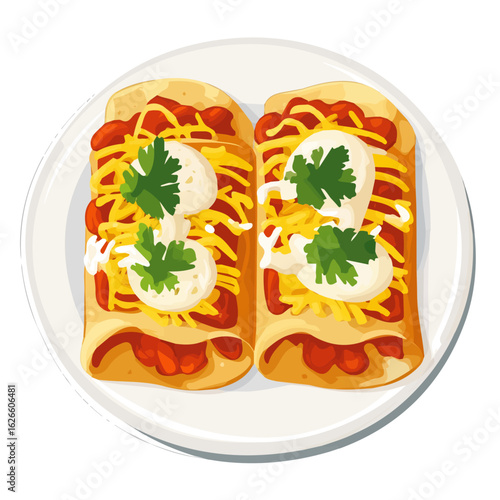 Flat 2D Enchiladas illustration, vector graphic in icon style, on white background