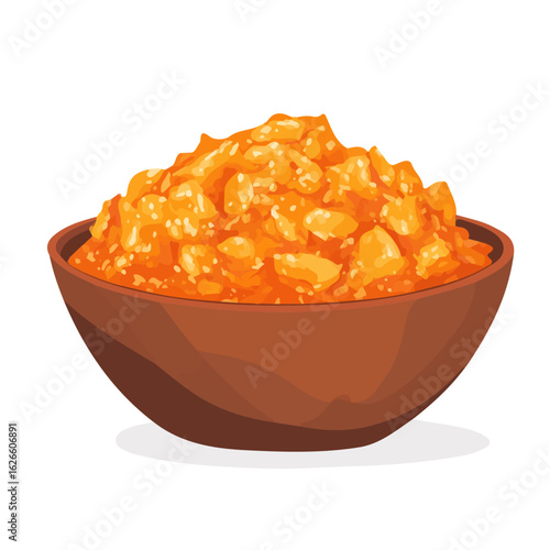 2D flat vector illustration of a Gajar Ka Halwa in icon style, isolated on white background