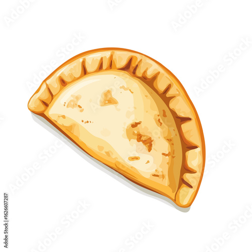 2D flat vector illustration of a Empanada Gallega in icon style, isolated on white background