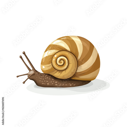 Minimal flat vector of a Escargot, 2D icon-style illustration on white background
