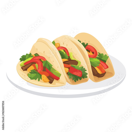 Minimal flat vector of a Fajitas, 2D icon-style illustration on white background