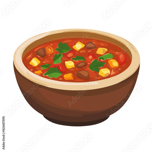 Flat 2D Goulash Soup illustration, vector graphic in icon style, on white background