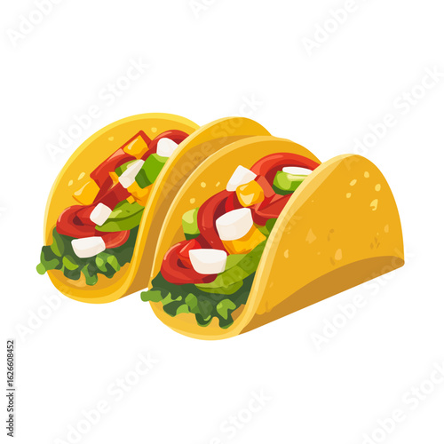 2D flat vector illustration of a Fish Tacos in icon style, isolated on white background