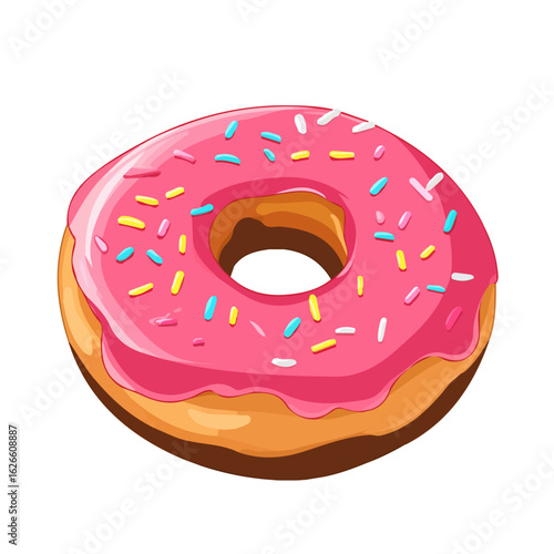 Flat 2D Donuts illustration, vector graphic in icon style, on white background