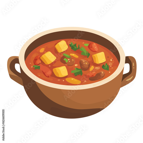 Gulasch, flat style 2D vector image, isolated on a white background