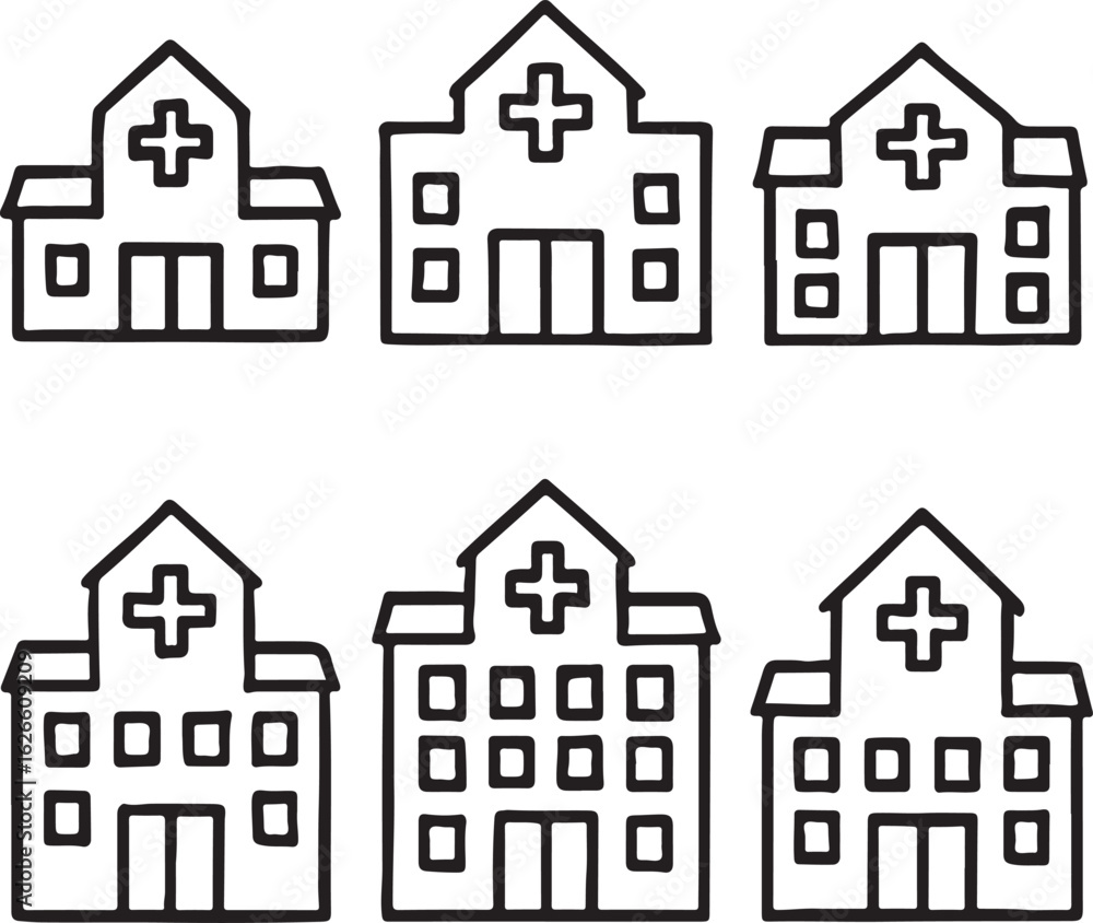 Fototapeta premium Hospital and Medical Clinic Building Vector Icons