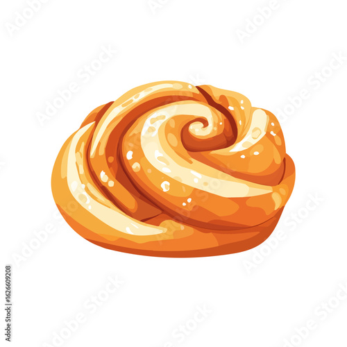 Minimal flat vector of a Kanelbullar, 2D icon-style illustration on white background