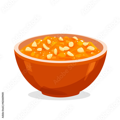Gajar Ka Halwa, flat style 2D vector image, isolated on a white background