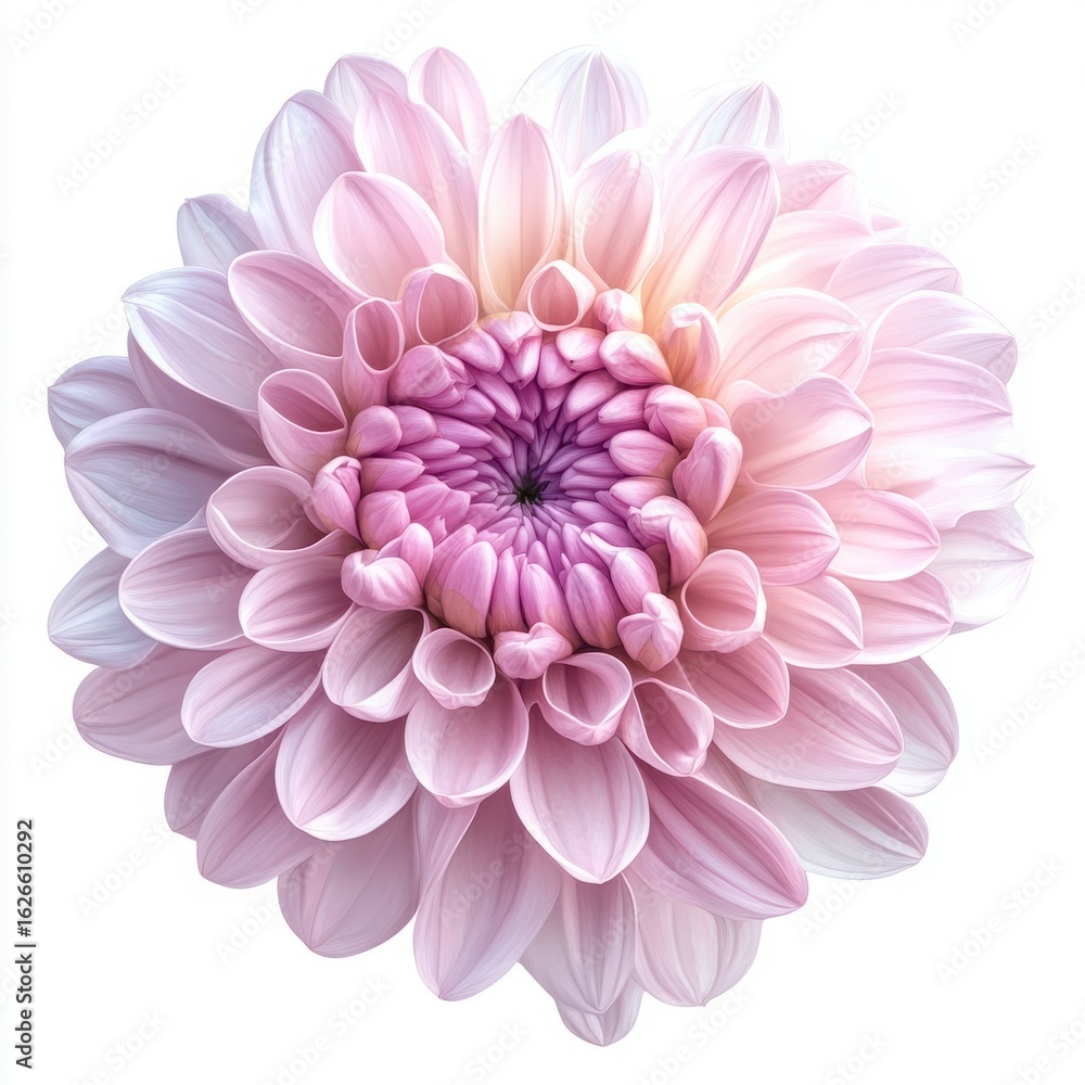 Fototapeta premium Delicate Pink Flower Bloom with Layered Petals in Soft Gradients and Intricate Center Design