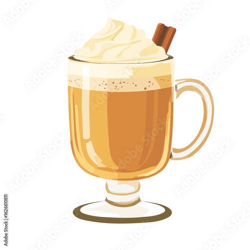 2D flat vector illustration of a Hot Buttered Rum in icon style, isolated on white background