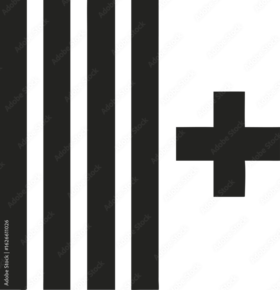 Obraz premium Abstract Vertical Stripes with Plus Symbol lines