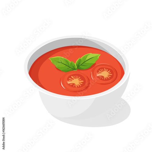 Gazpacho, flat style 2D vector image, isolated on a white background