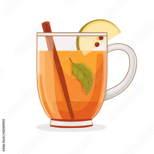 Hot Apple Cider, flat style 2D vector image, isolated on a white background