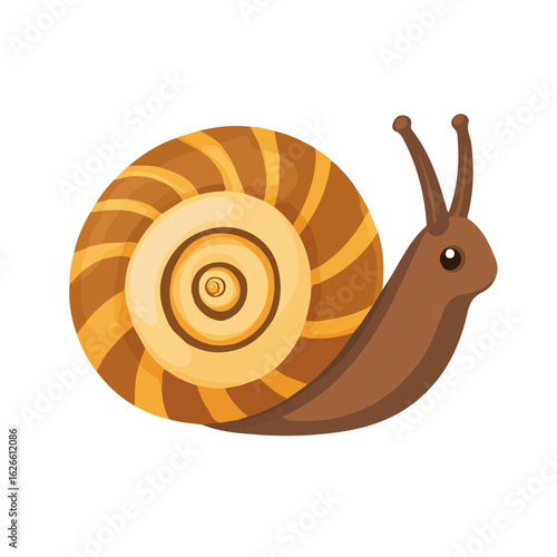 Escargot, flat style 2D vector image, isolated on a white background