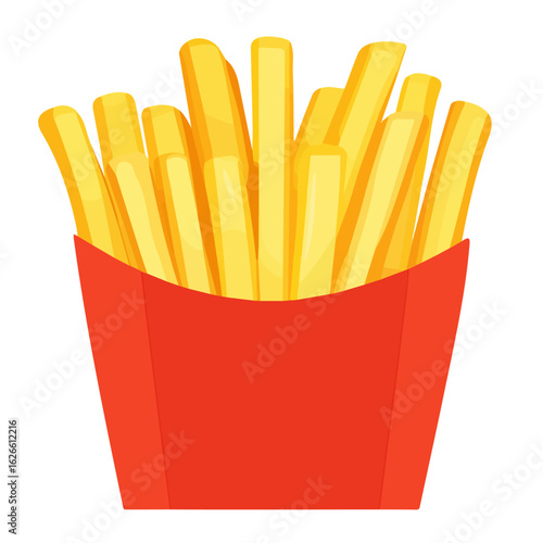 French Fries, flat style 2D vector image, isolated on a white background