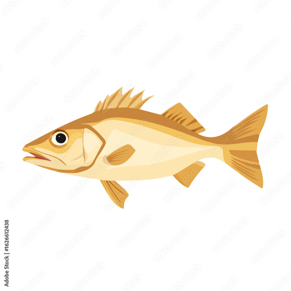 Fototapeta premium 2D flat vector illustration of a Haddock in icon style, isolated on white background