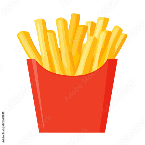 French Fries, flat style 2D vector image, isolated on a white background