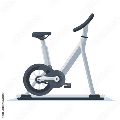 Flat 2D Exercise Bike illustration, vector graphic in icon style, on white background