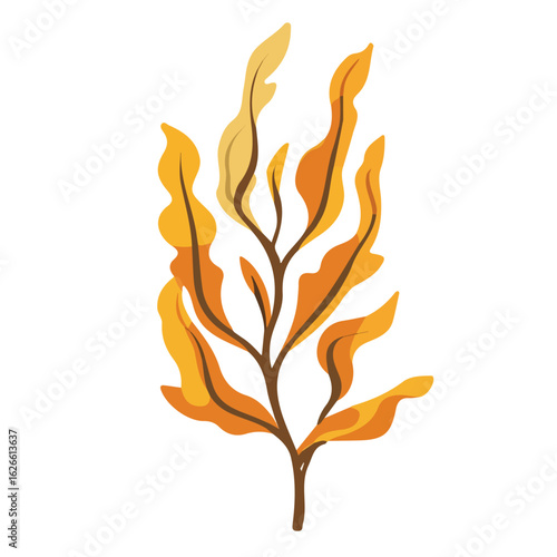 Minimal flat vector of a Kelp, 2D icon-style illustration on white background