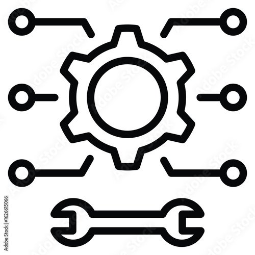 Digital Operations Overhaul Icon Line Vector Illustration