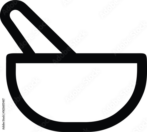Black Outline Mortar and Pestle Icon grinding crushing