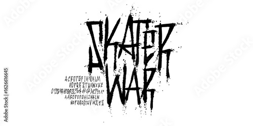 Splatter Font Distressed Font Graffiti Font Spray Paint Grunge Rough Creative Hand Drawn Uppercase Alternate Symbol And Number. Street Art Fashion Designs Typography modern concept vector illustration