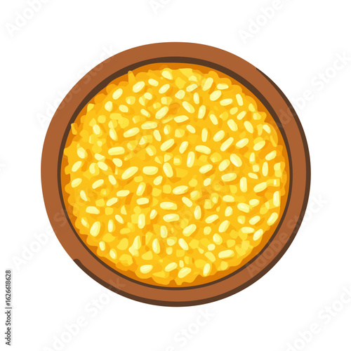 Risotto Milanese, flat style 2D vector image, isolated on a white background