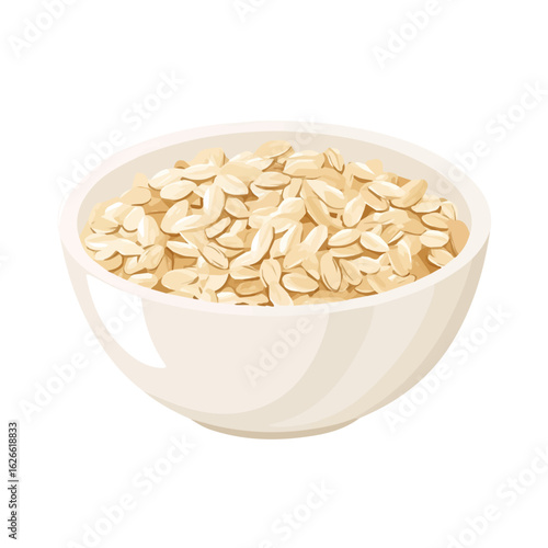 Flat 2D Oatmeal illustration, vector graphic in icon style, on white background
