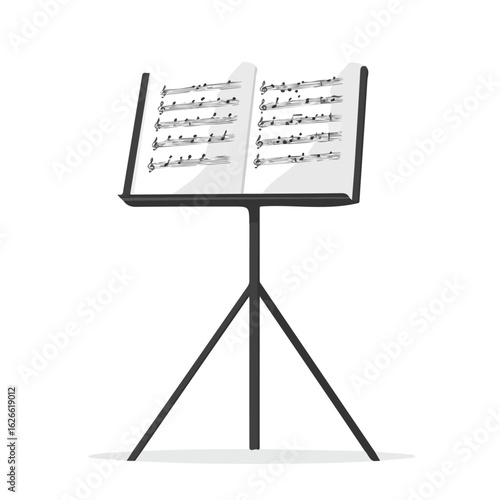 2D flat vector illustration of a Sheet Music Stand in icon style, isolated on white background