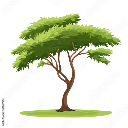 2D flat vector illustration of a Tamarisk Tree in icon style, isolated on white background