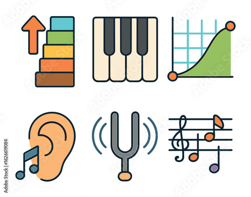 Pitch Control Elements. Flat vector mini-illustrations Pitch control exercises in colors children's